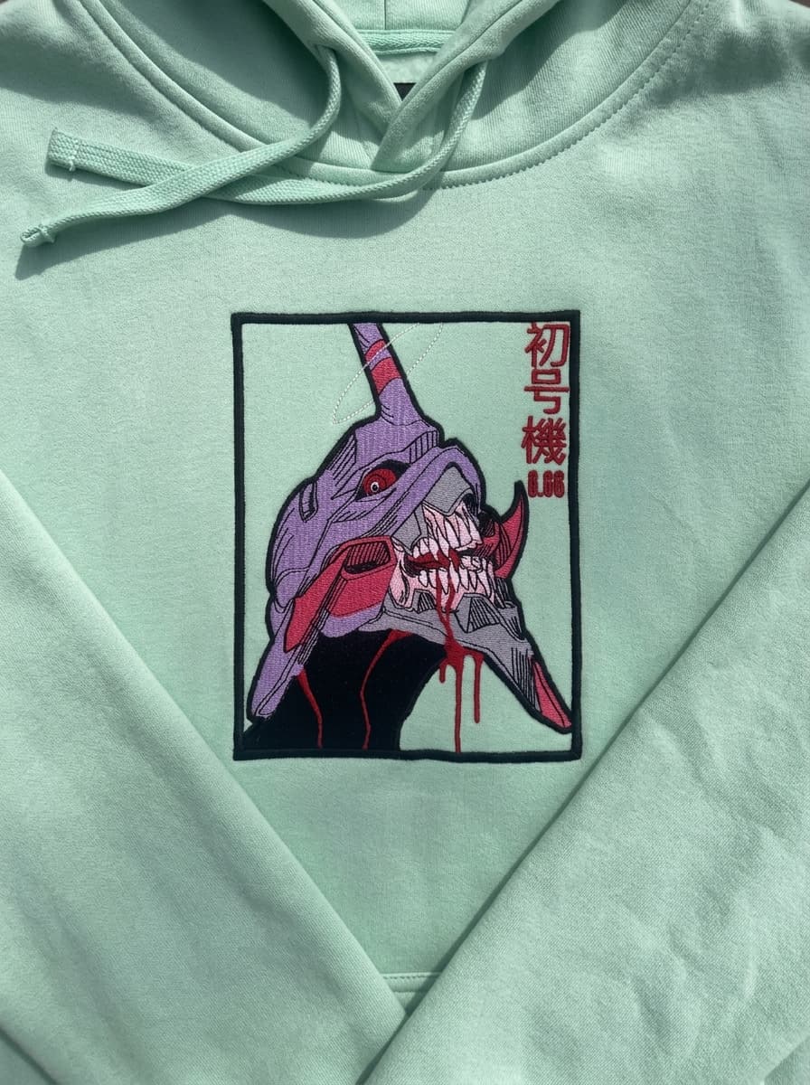 Eva-01 berserk patch broderie hoodie menthe