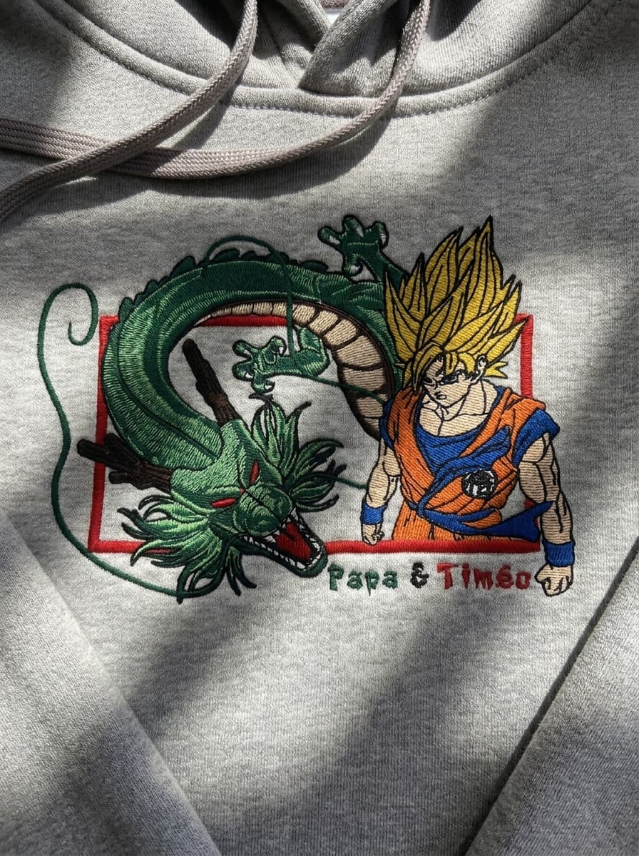 Goku Super Saiyan Shenron commande personnalisée hoodie gris