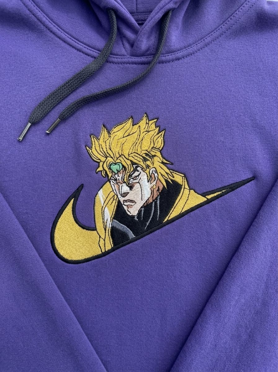 DIO JoJo Bizarre Adventure Nike broderie hoodie violet