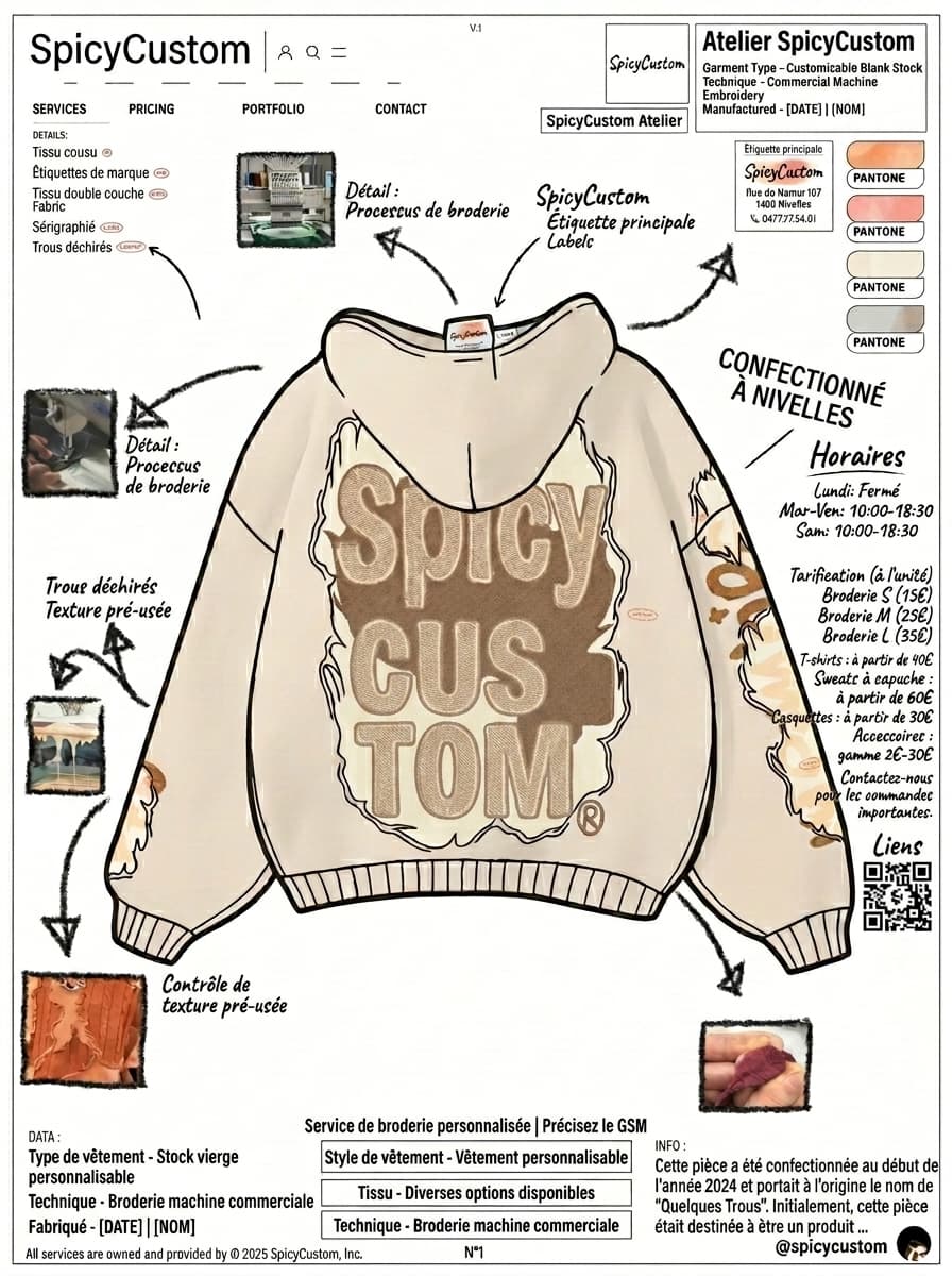 Hoodie SpicyCustom broderie détaillée